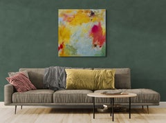 Spring Awakening (Gestural Abstract, Vibrant, Yellow and Magenta Hues, Spring)