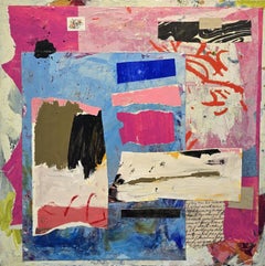 Valentine (Collage Abstract, Layered, Vibrant, Pink, Blue and Red Hues)