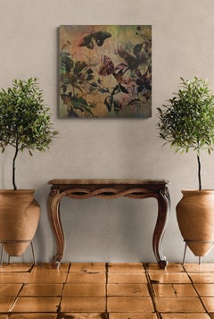 You Give Me Butterflies No. 2 (Graffiti Botanical, Mixed Media, Gold Leaf)