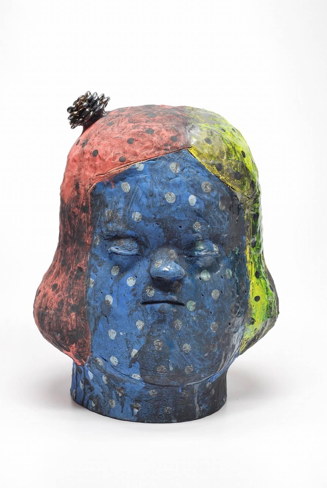 Kensuke Yamada Figurative Sculpture - Head (Blue Girl)