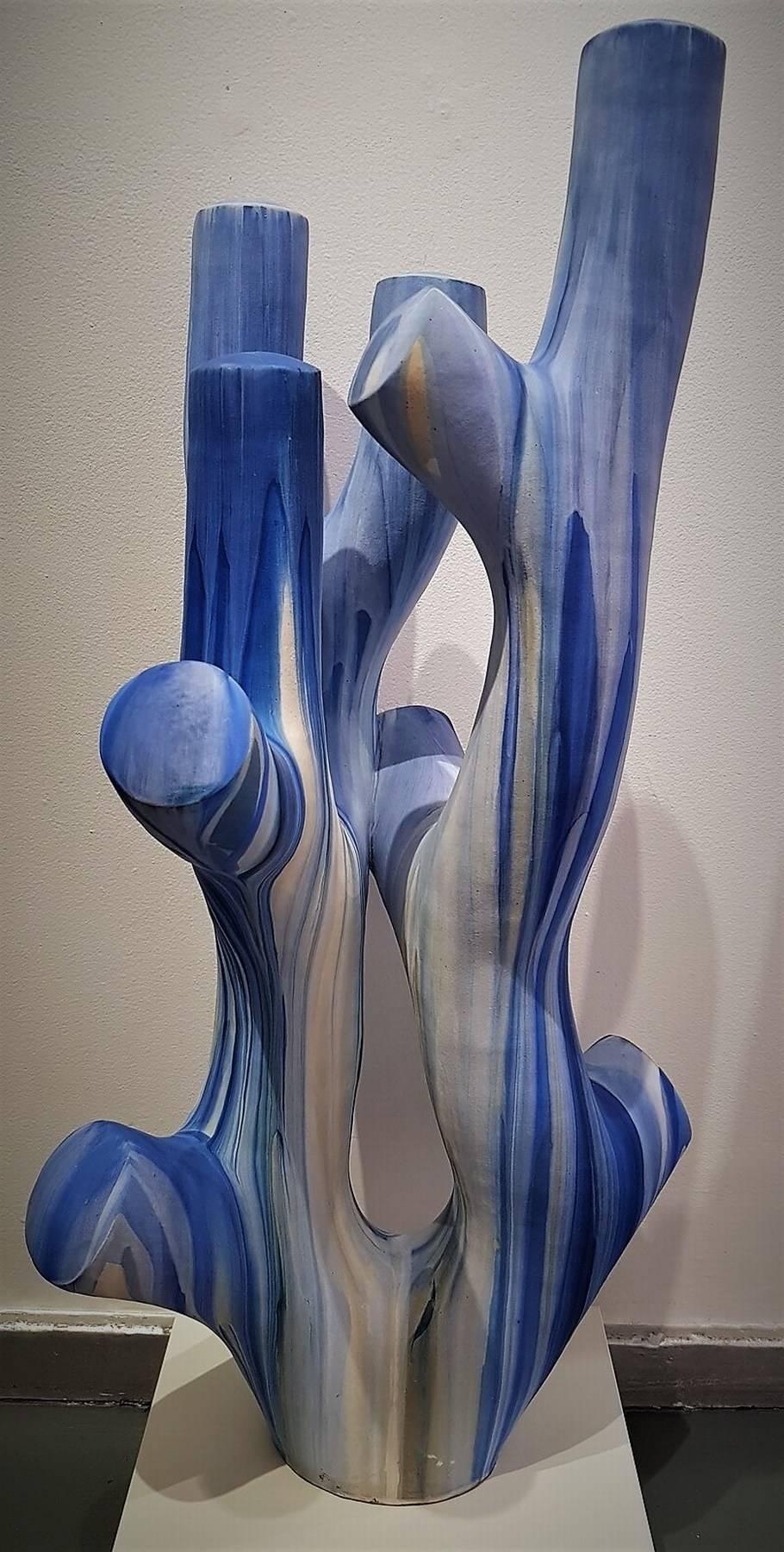 Trey Hill Abstract Sculpture - The Blue Wall