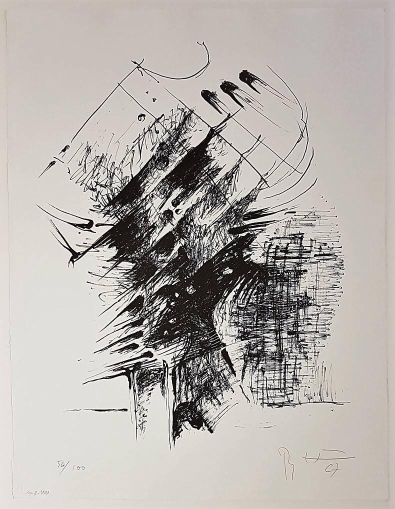 Bernhard Heiliger Abstract Print - "Komposition" (Composition)