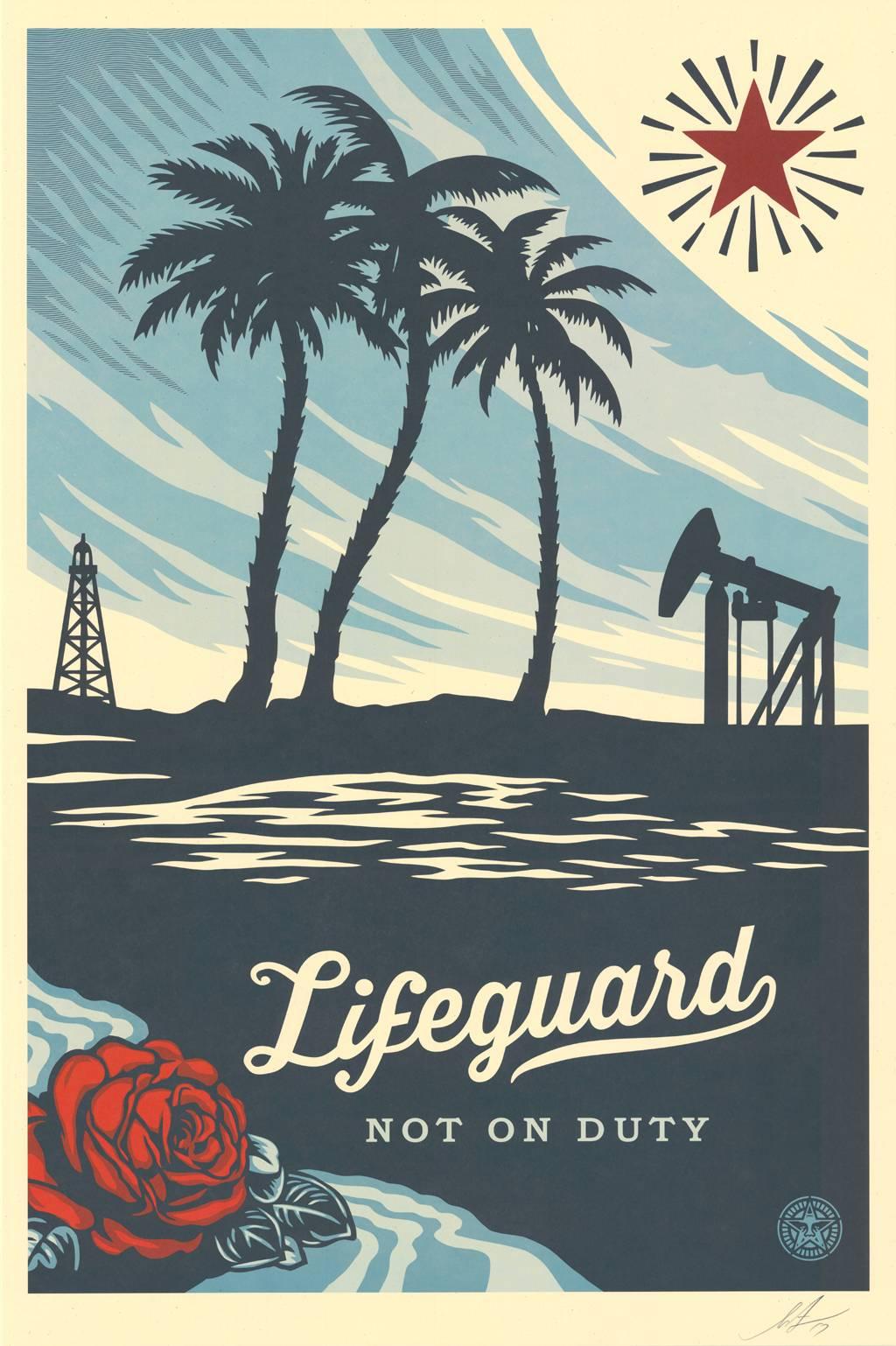 Shepard Fairey Figurative Print - Lifeguard not on duty