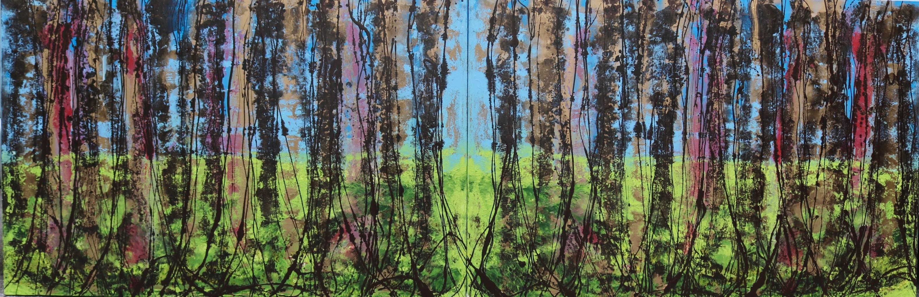 Translated title: "Forest"

Acrylic on double canvas.
This is a diptych.