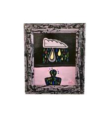 "Nuvola mistica" de Enzio Wenk, 2010 - Figura abstracta rosa y negra, enmarcada