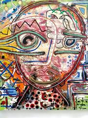 "Personaggio" di Enzio Wenk, 2017 - Acrilico su tela, Ritratto astratto