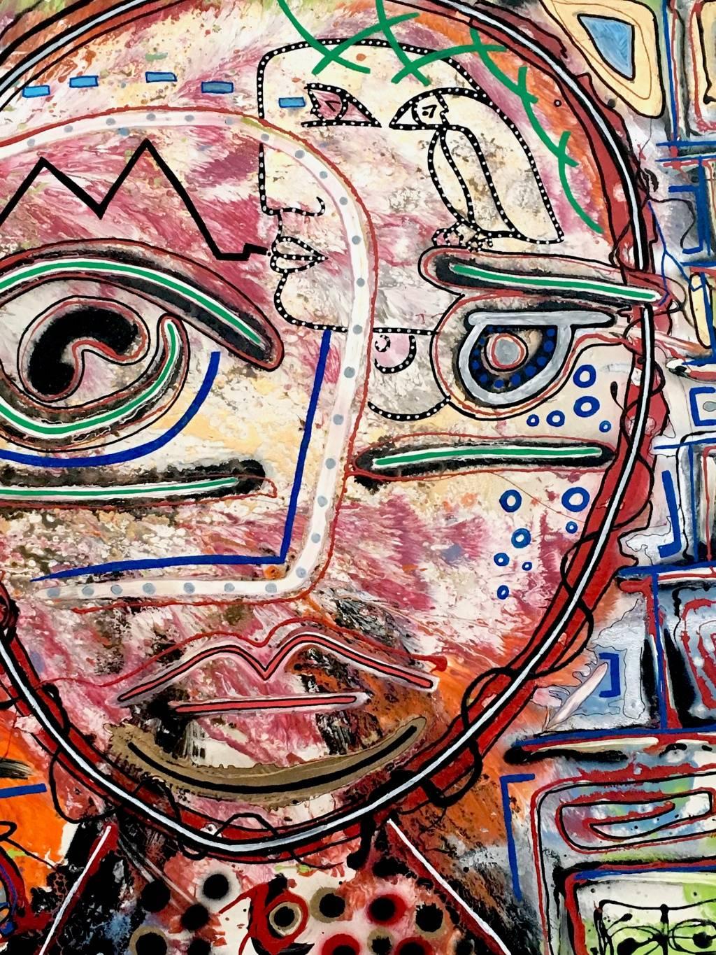 „Personaggio“ von Enzio Wenk, 2017 – Acryl auf Leinwand, Abstraktes Porträt im Angebot 3