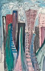 "San Paolo" di Enzio Wenk, 2010 -Pittura acrilica su pannello di legno - Paesaggio urbano