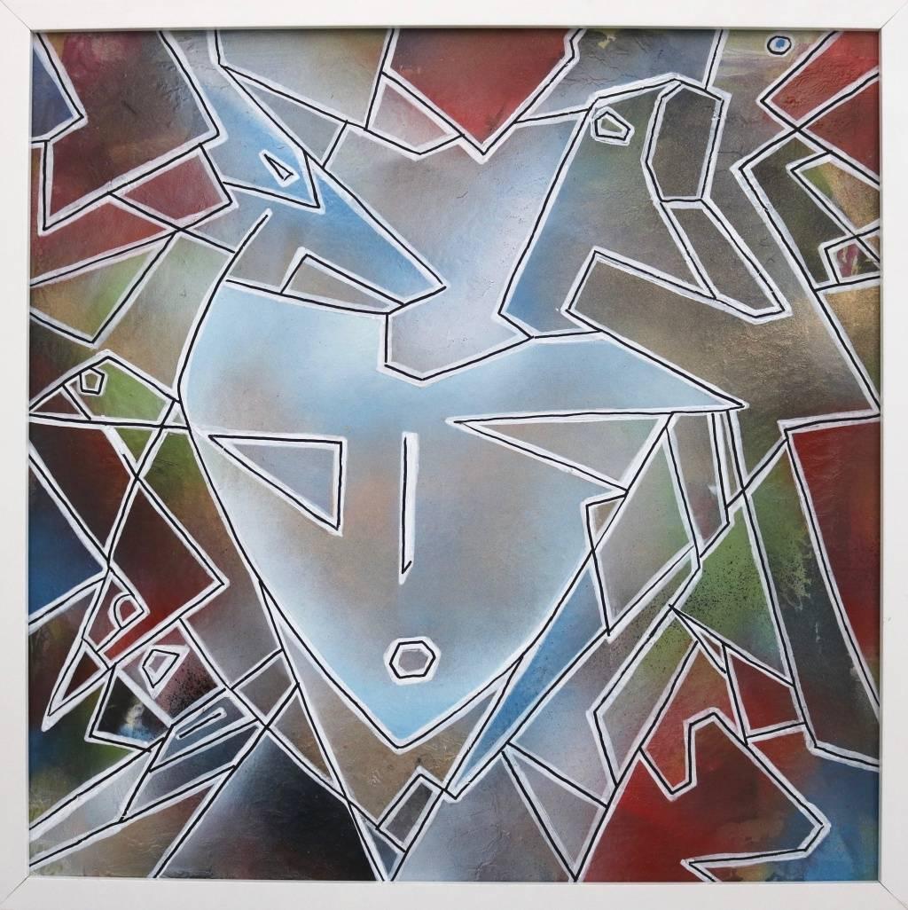 "Ora ti vedo" di Enzio Wenk, 2016 - Ritratto astratto, Cornice, Neoespressionismo