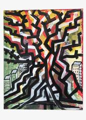 "Albero (periferia)" di Enzio Wenk, 2017 - Acrilico su tela, Neoespressionismo