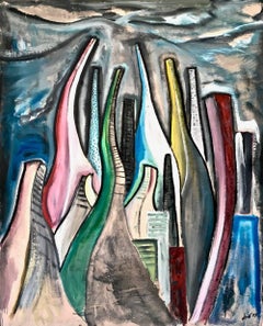 « San Paolo » d'Enzio Wenk, 1999, paysage urbain coloré, néo-expressionnisme