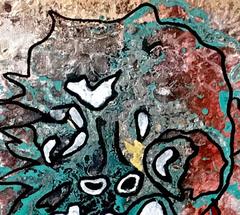 Ohne Titel von Enzio Wenk, 2017 – Teal und Braun, Abstrakte Figur, Neoexpressionismus