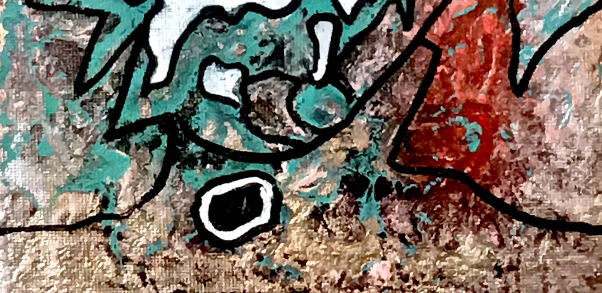 Untitled by Enzio Wenk, 2017 - Teal and Brown, Abstract Figure, NeoExpressionism For Sale 2