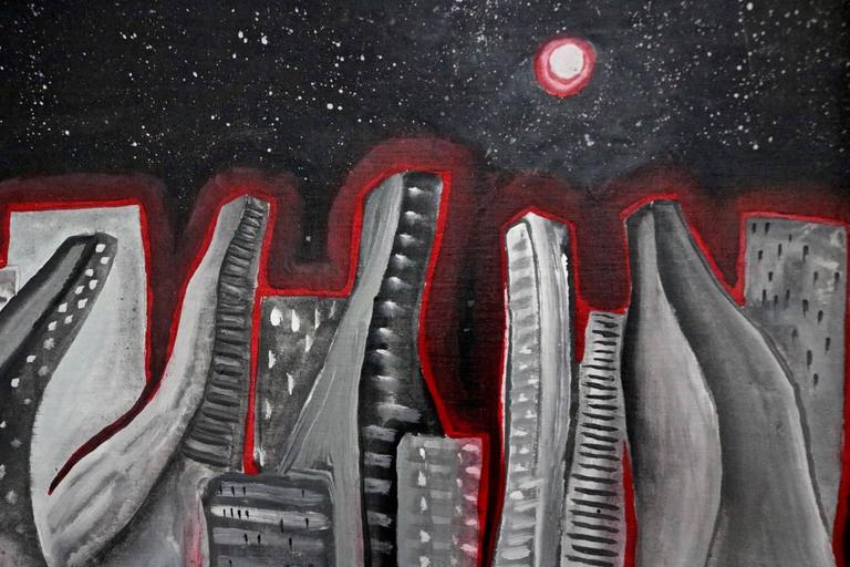Translated title: "Nocturnal Heavenward".

Acrylic on canvas panel.
