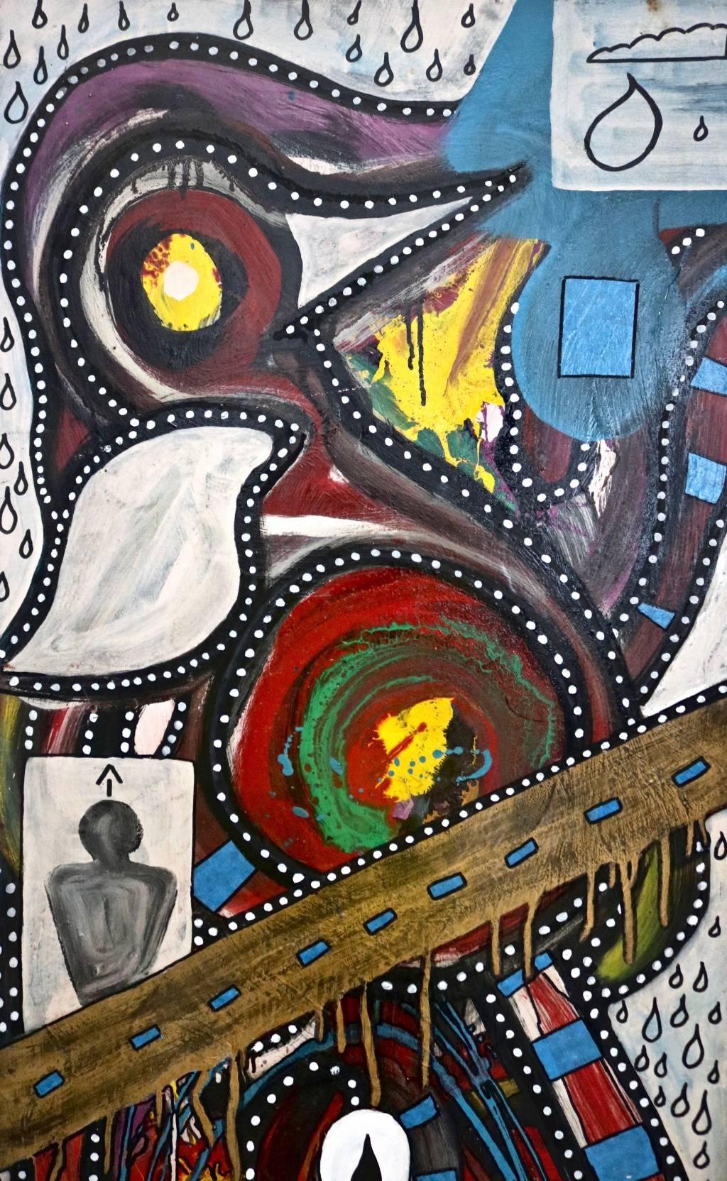 Senza titolo - Landscape Painting Nero di Enzio Wenk