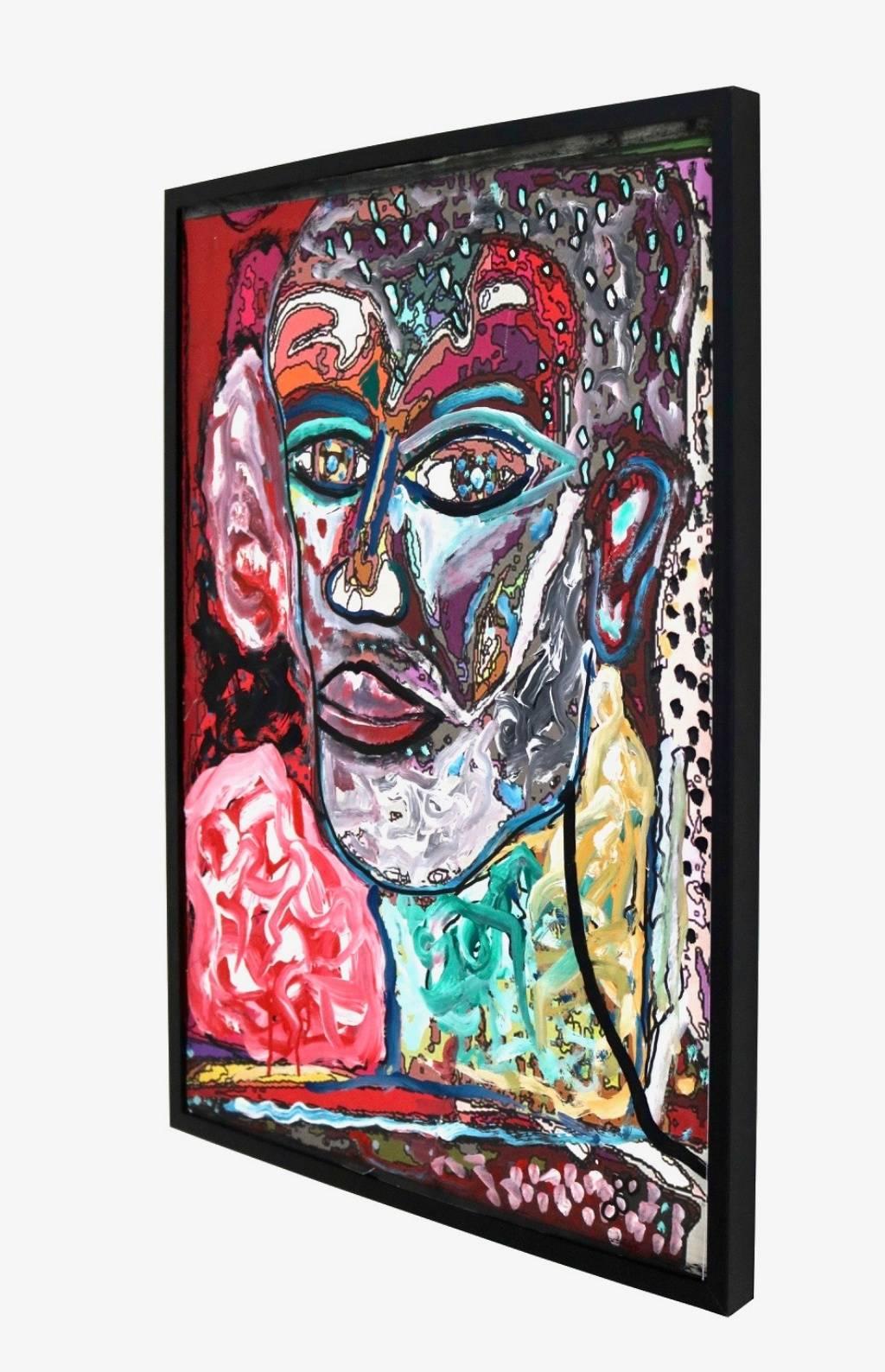 Self Portrait - Gray Abstract Painting by Enzio Wenk