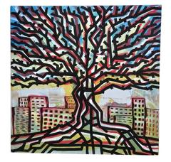 "Albero (periferia)" by Enzio Wenk, 2017 - Abstract Geometrical Tree on Canvas