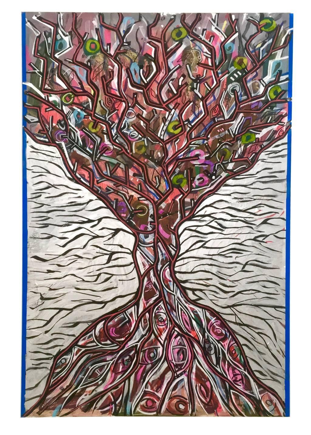 Translated title: "Tree".

Acrylic on canvas.

The artist sells the handmade, original and one-of-a-kind piece, but he reserves the right to duplicate it in multiples or digital prints, following the modality and the circulation he chooses.