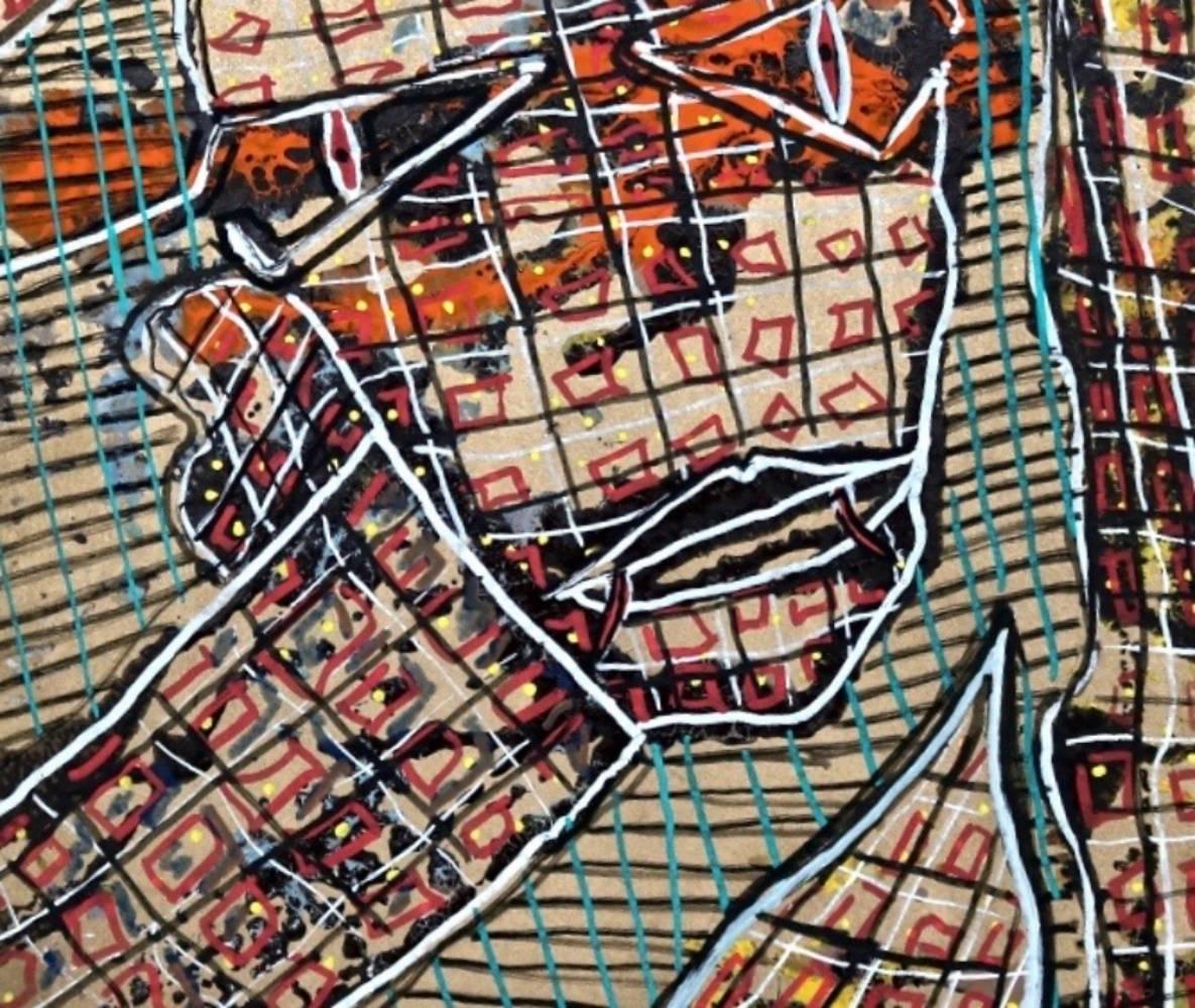 Untitled by Enzio Wenk, 2017 - Digital Print on Canvas, Abstract Figure in a Net For Sale 1