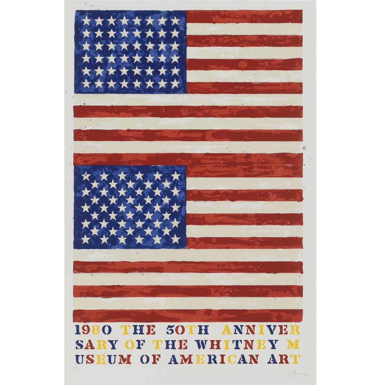 Jasper Johns Print - Two Flags: Whitney 50th Anniversary