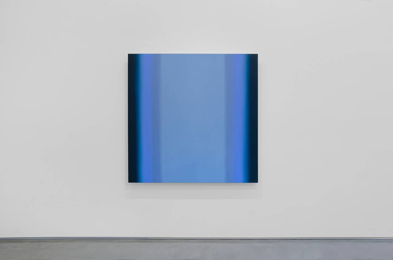 Ruth Pastine Abstract Painting - Inevitability of Truth 5-S6060 Square (Blue Orange/Blue Violet)