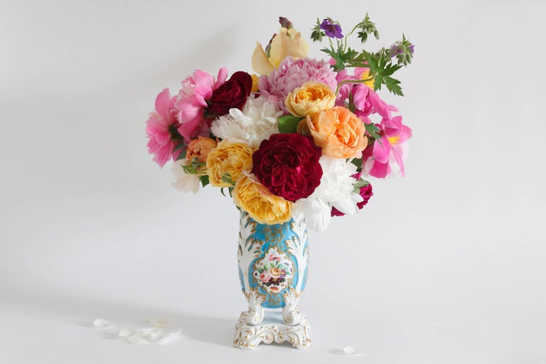 Mary Kocol Color Photograph - French Vase with Roses and Peonies