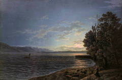 Antique View of the Lake Bienne from the Isle of St. Pierre