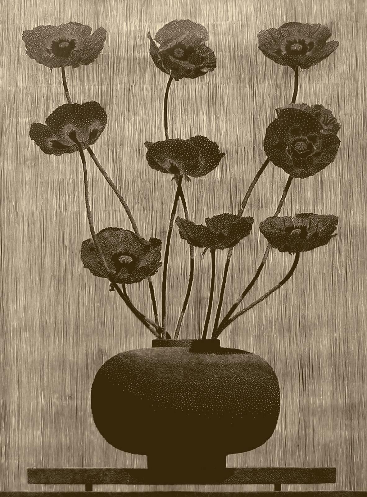 Richard Ryan Still-Life Print - nine black poppies