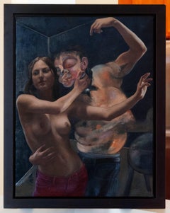 Dancing with Mr. Bacon, olio su tela figurativa