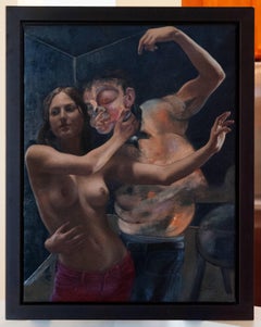 Dancing with Mr. Bacon, oil on canvas figurative