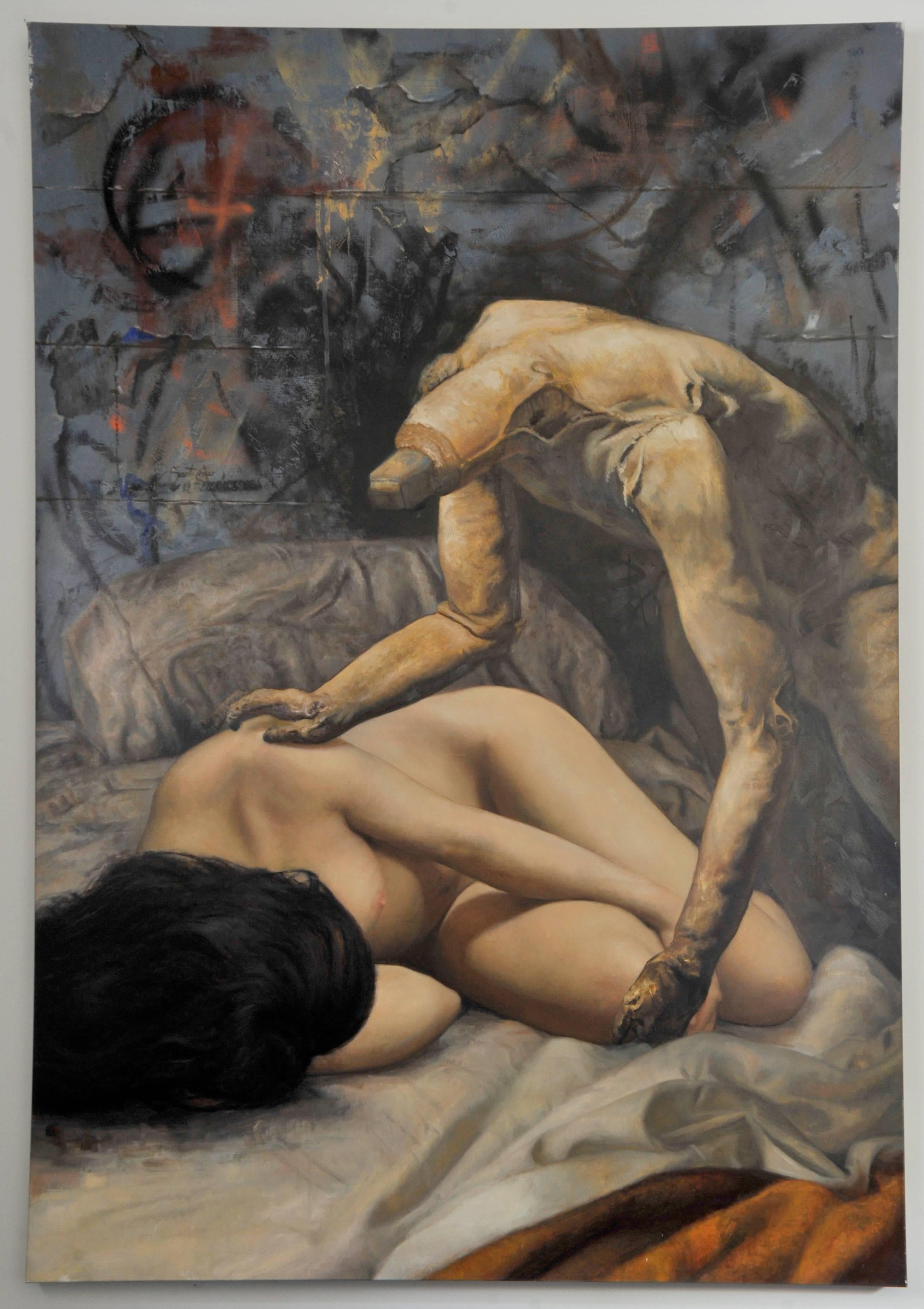 L'explorateur  Huile figurative sur toile - Nu figuratif - Painting de Cesar Santos