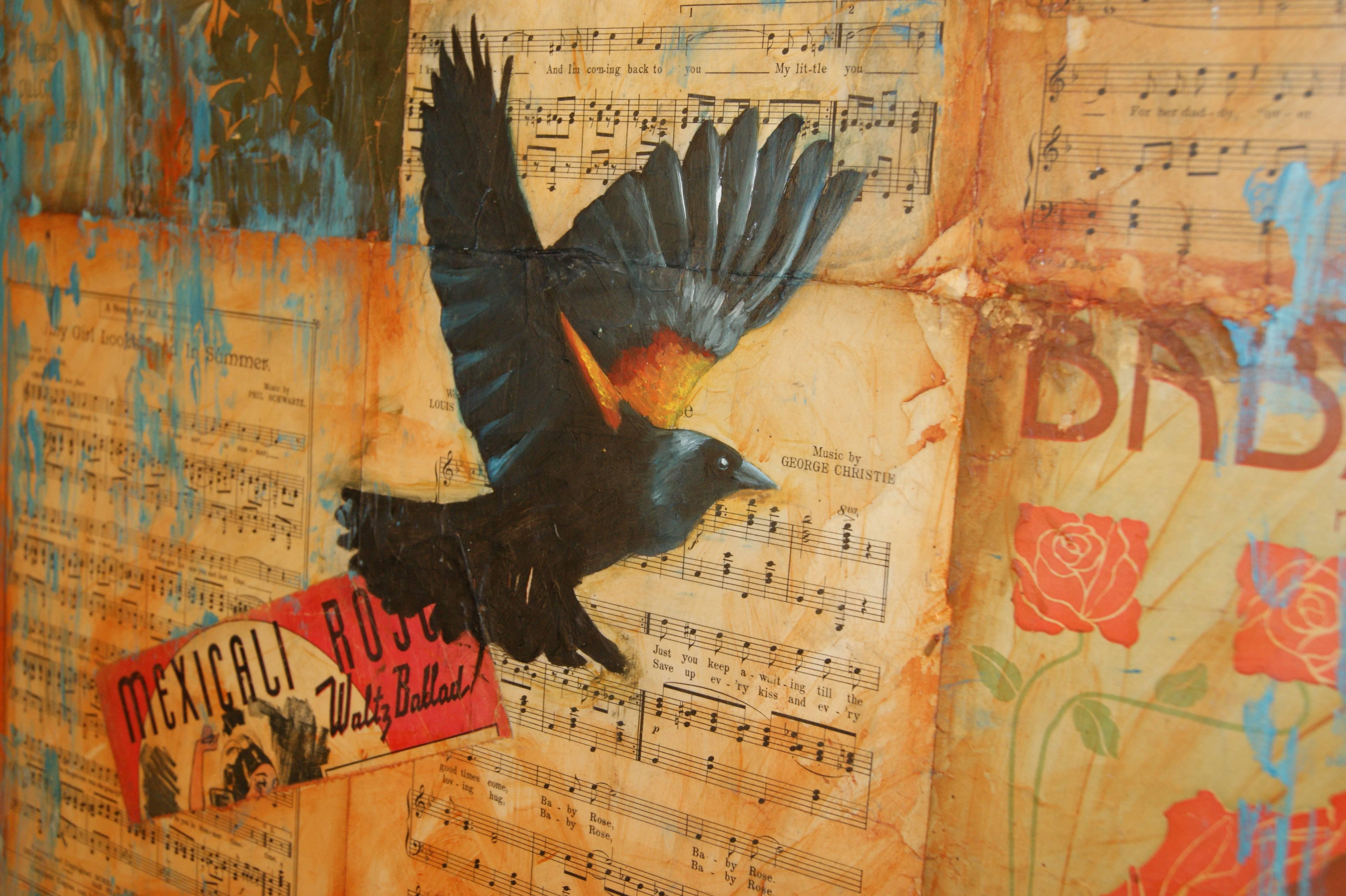 Black Birds - Folk Art Painting by Adam Thomas
