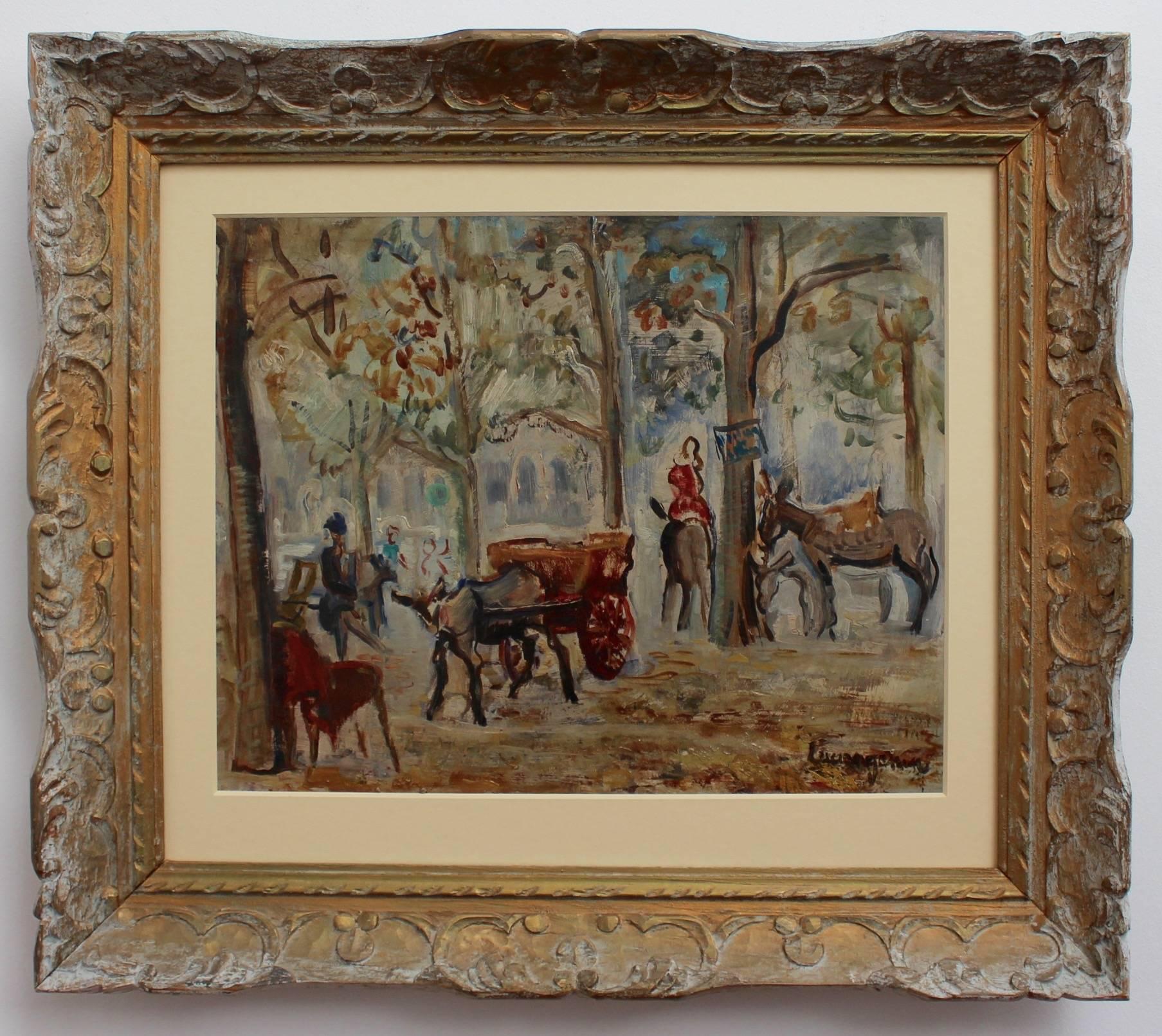 Parc Monceau Paris - Post-Impressionist Painting by Lucien Génin