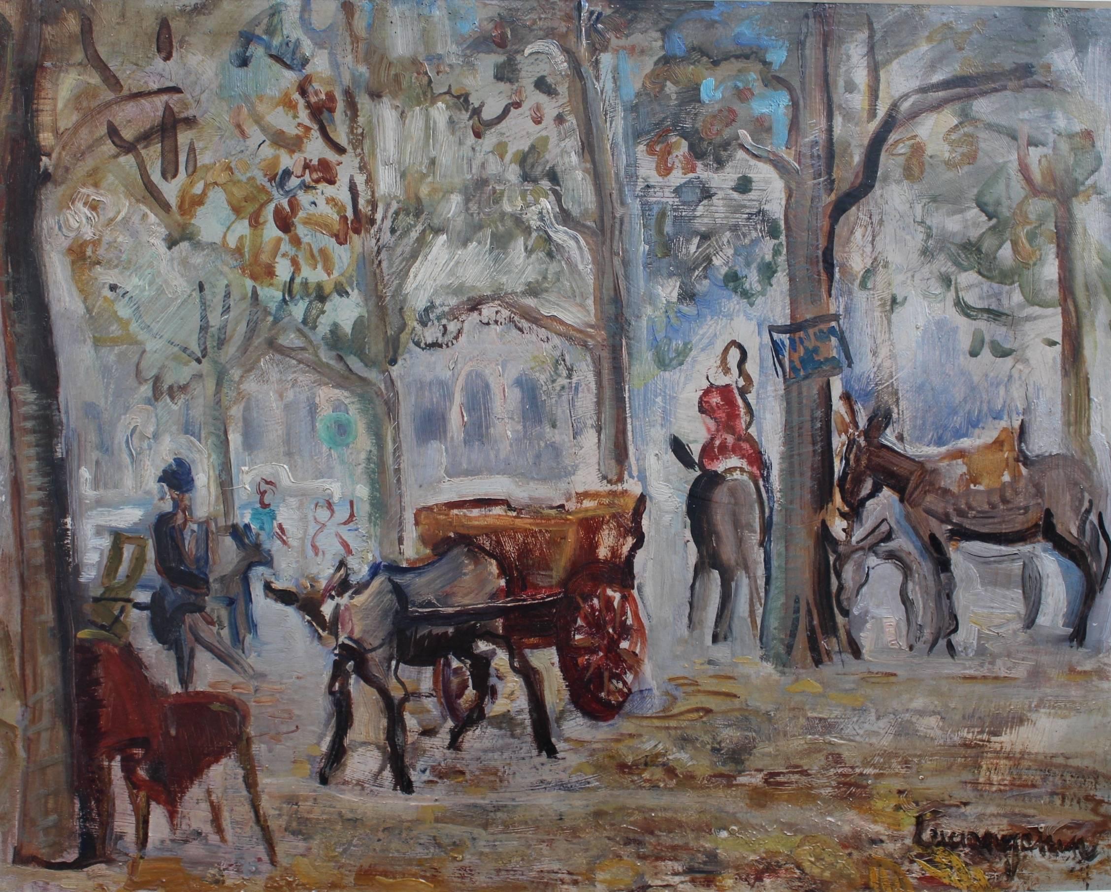 Parc Monceau Paris - Painting by Lucien Génin