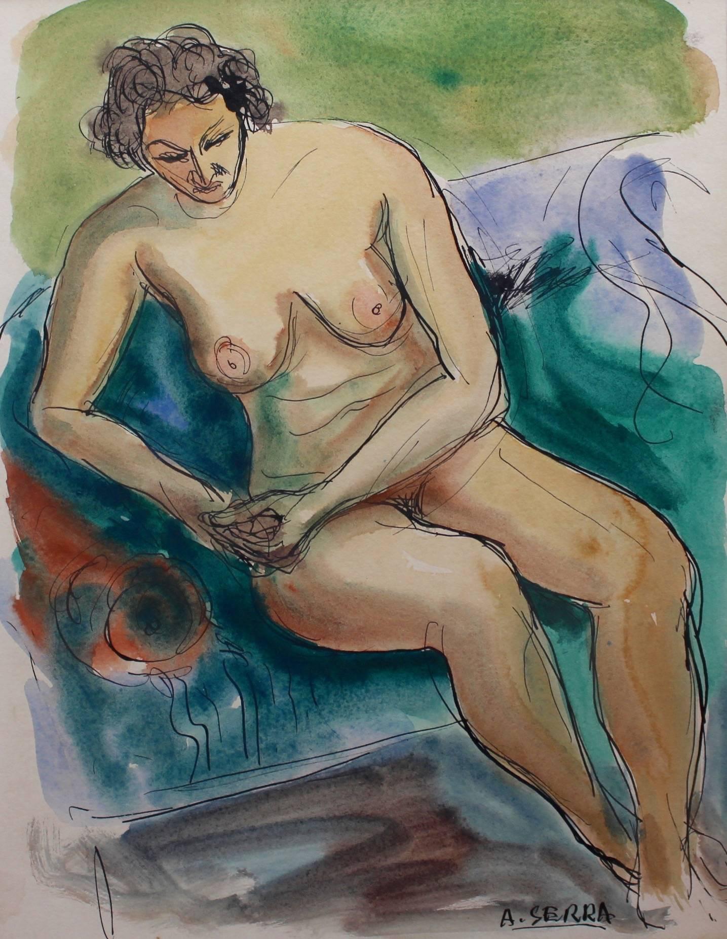 Seated Nude Woman - Art by Antoine Serra