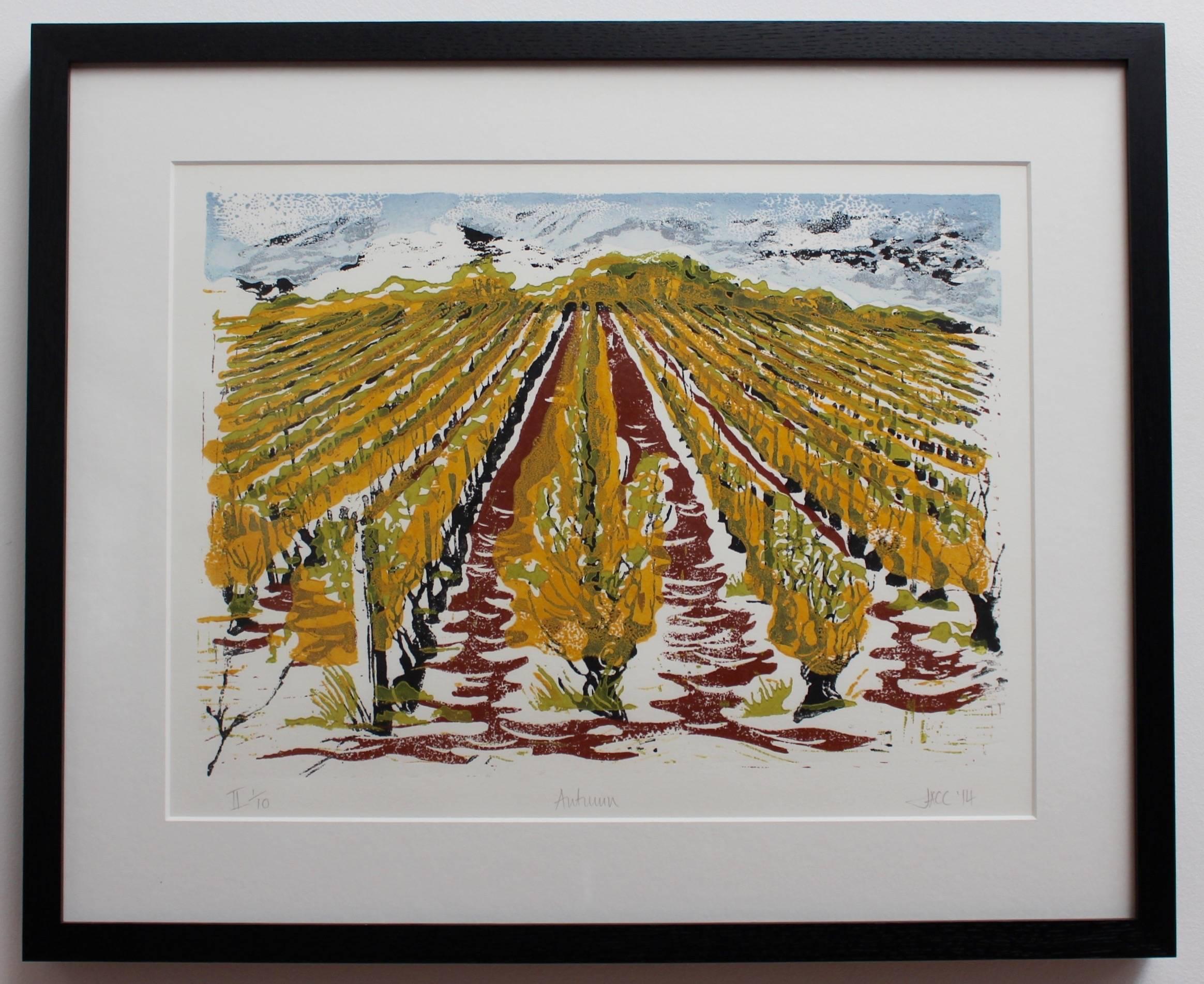 Set of Four Burgundy Vineyard Seasonal Views - Print by Jonquil Cook 