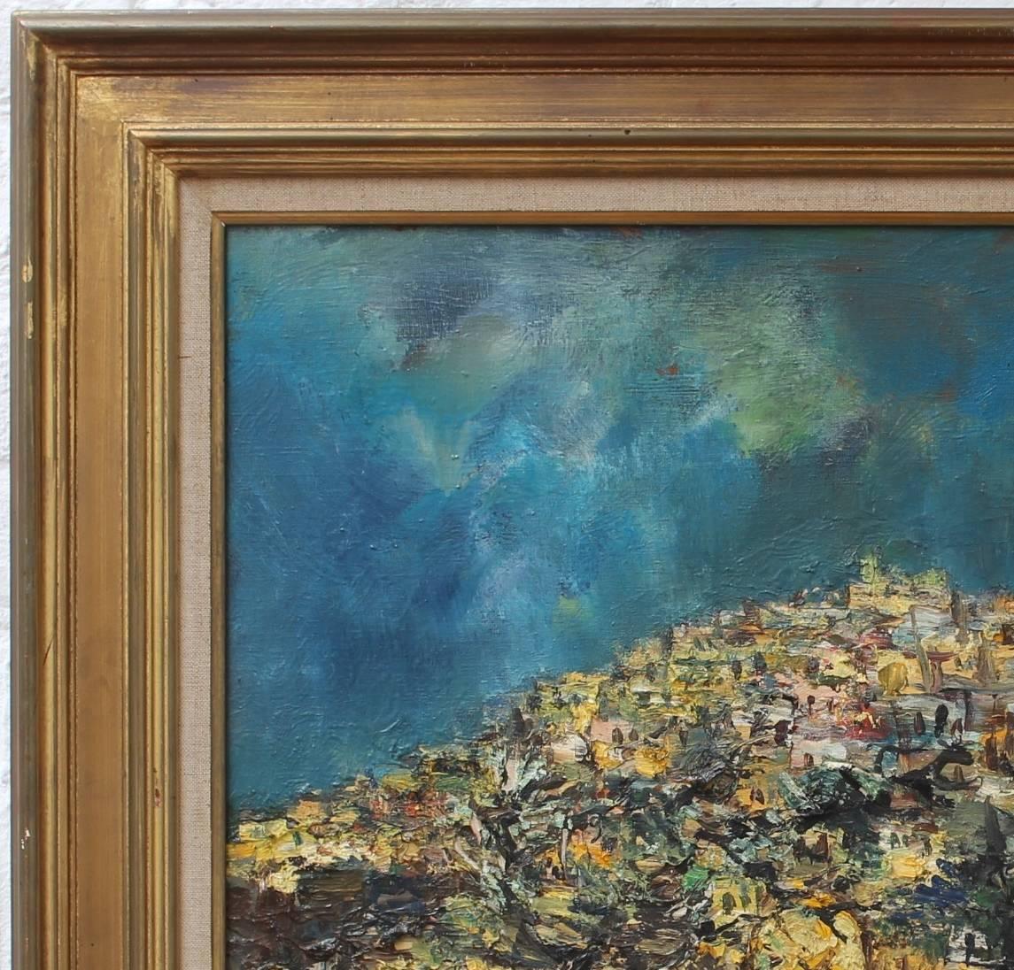 'Jerusalem' by Yitzhak Frenkel-Frenel, Landscape Oil Painting, Circa 1960s 4