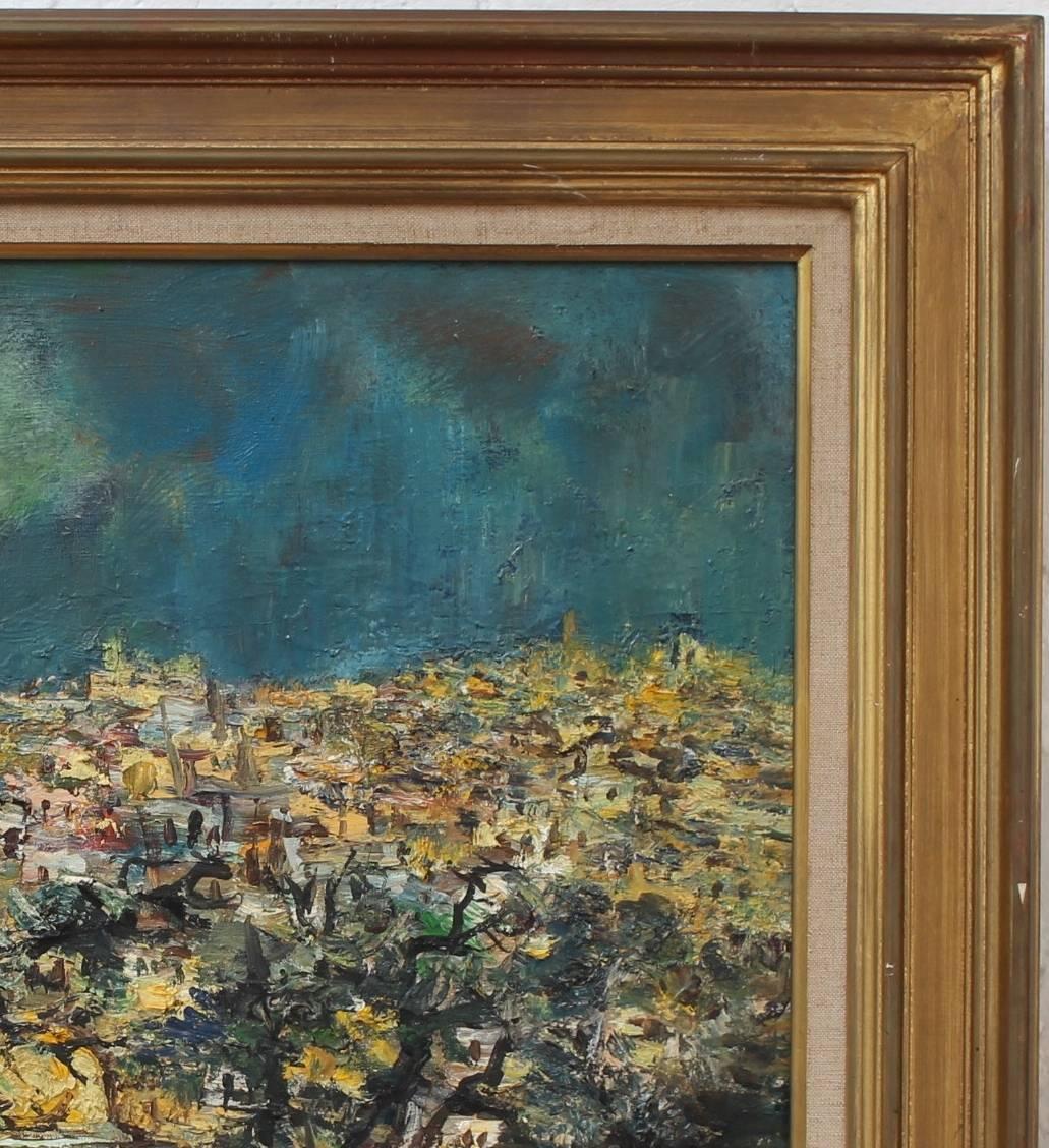 'Jerusalem' by Yitzhak Frenkel-Frenel, Landscape Oil Painting, Circa 1960s 5