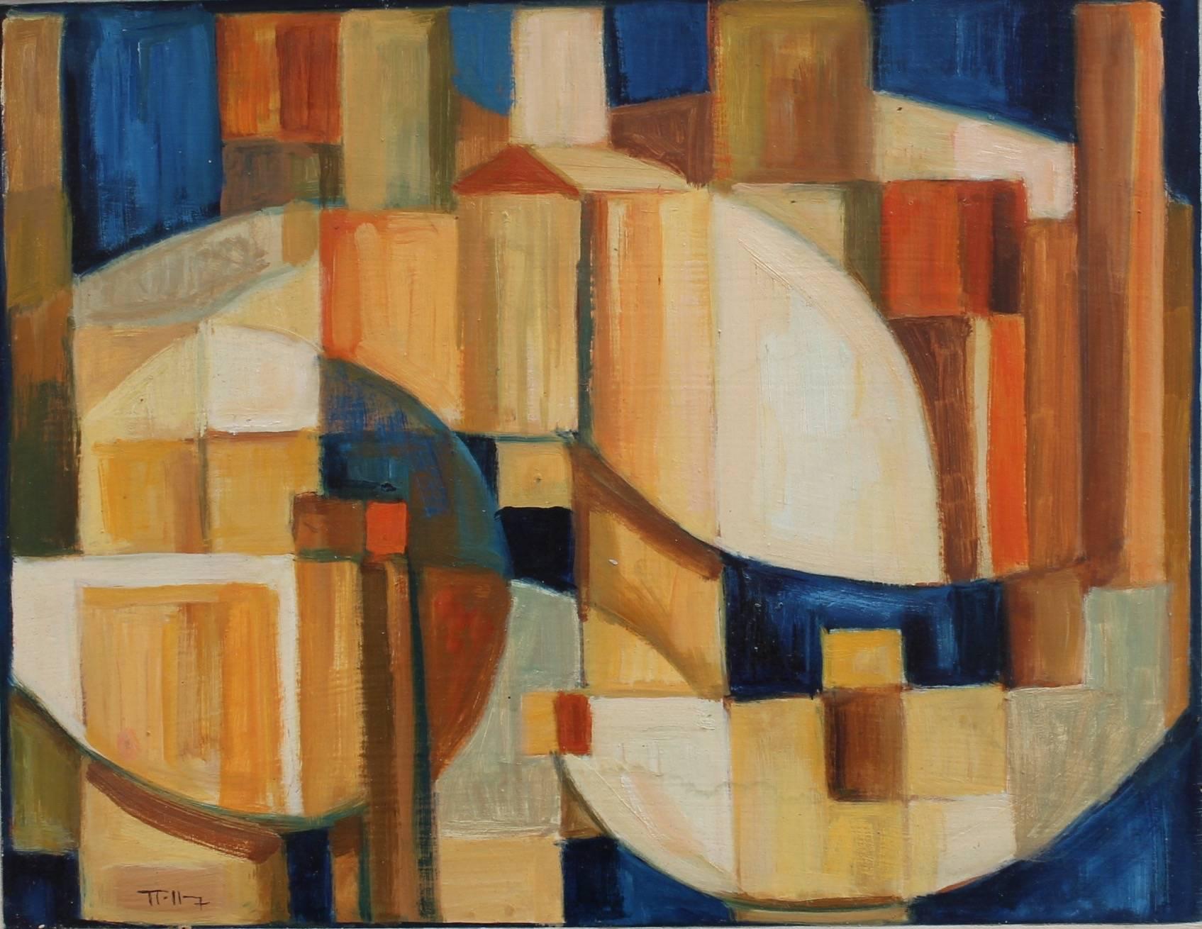 Jean Jaffeux Abstract Painting - Village Lines in Colour