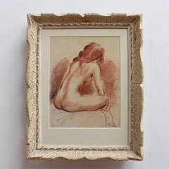 Fred Pailhès, 'Reclining Nude Young Woman', Pencil and Crayon Nude Drawing