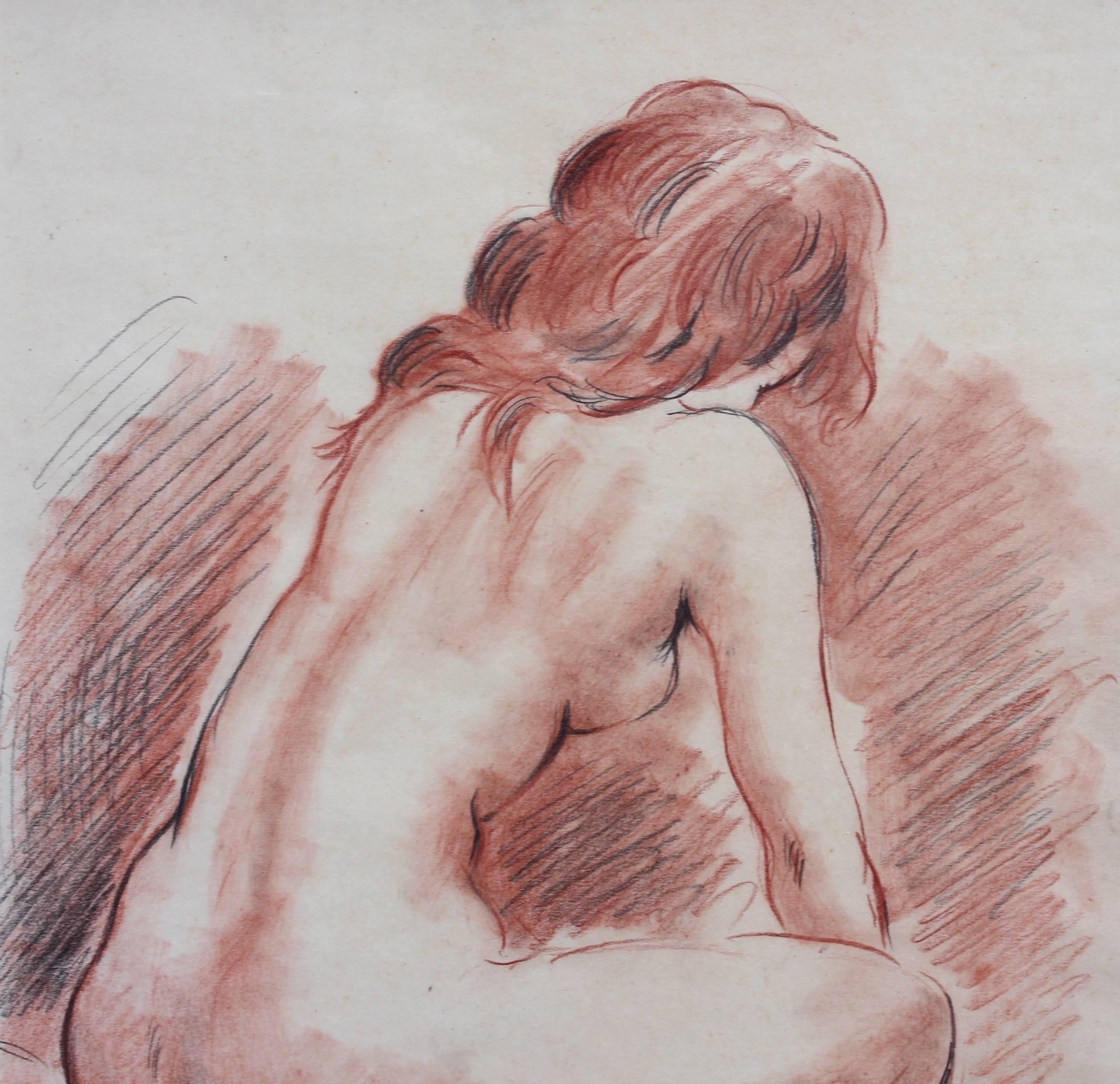 Fred Pailhès, 'Reclining Nude Young Woman', Pencil and Crayon Nude Drawing 2