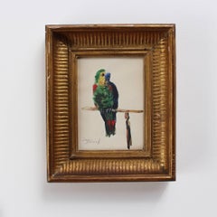 'The Parakeet' by René Seyssaud, Watercolour Bird Portrait Painting, c. 1930s