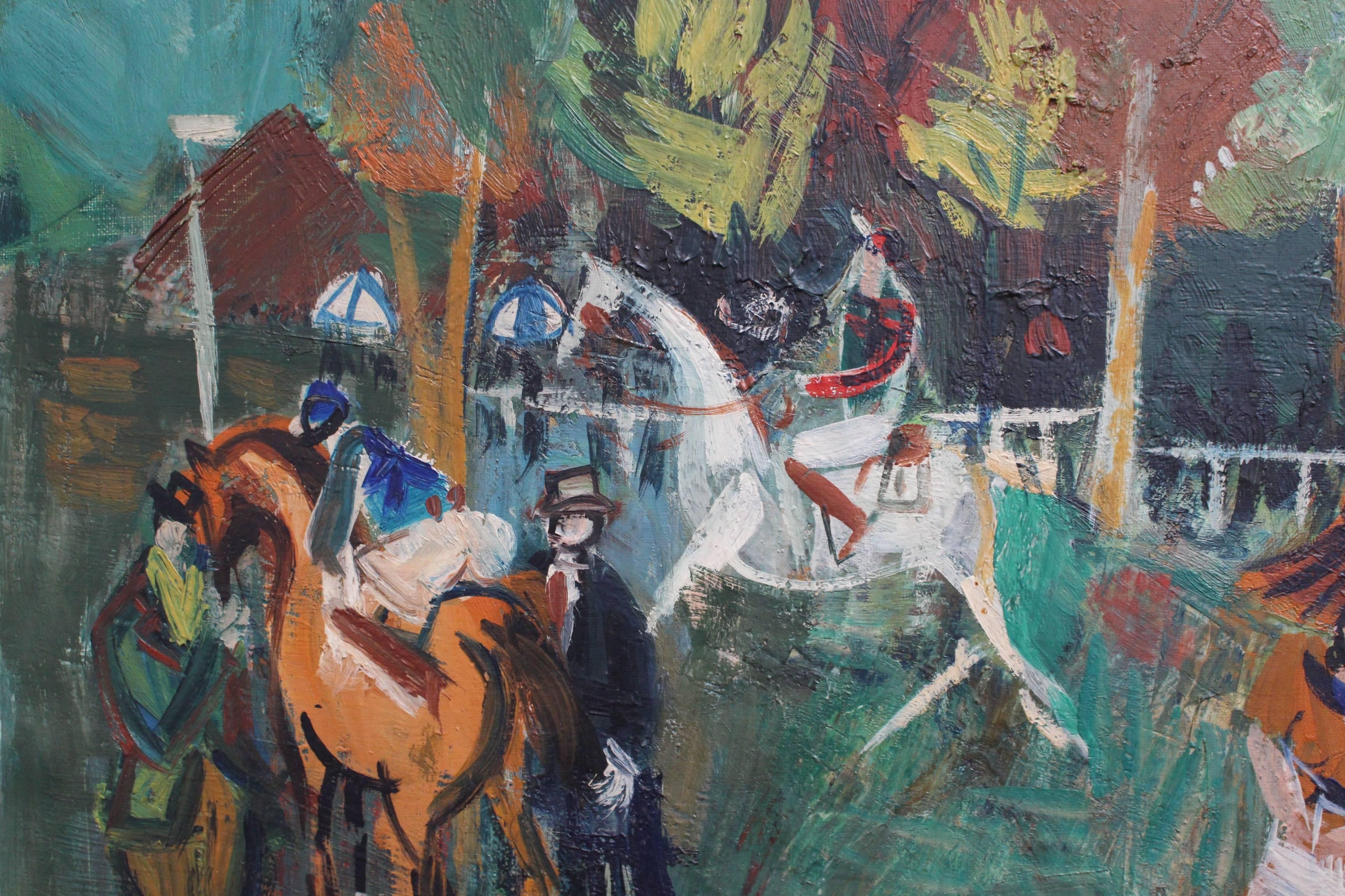 Longchamp Racecourse Paris - Impressionist Painting by Maurice EMPI