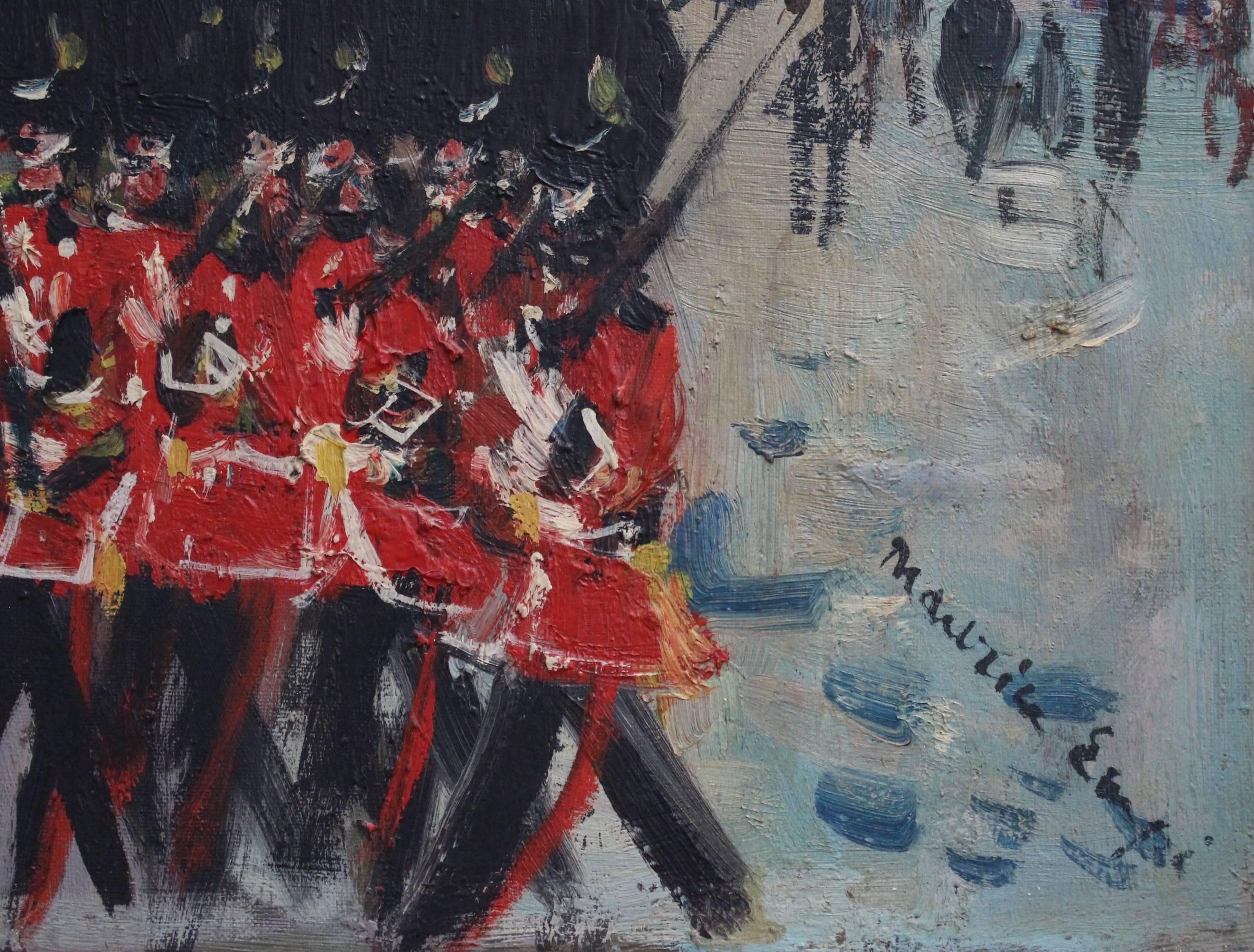'Changing of the Guard at Buckingham Palace' by Maurice Empi, London c. 1960s  - Modern Painting by Maurice EMPI