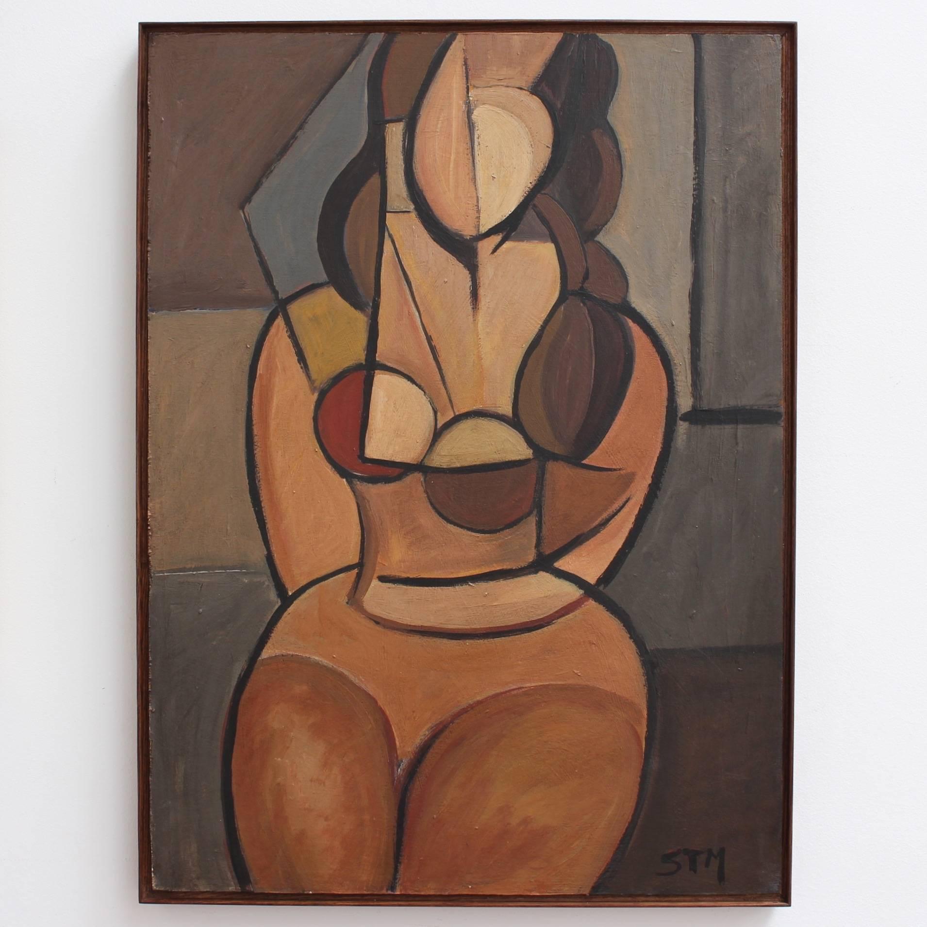 Seated Cubist Nude - Painting by Unknown