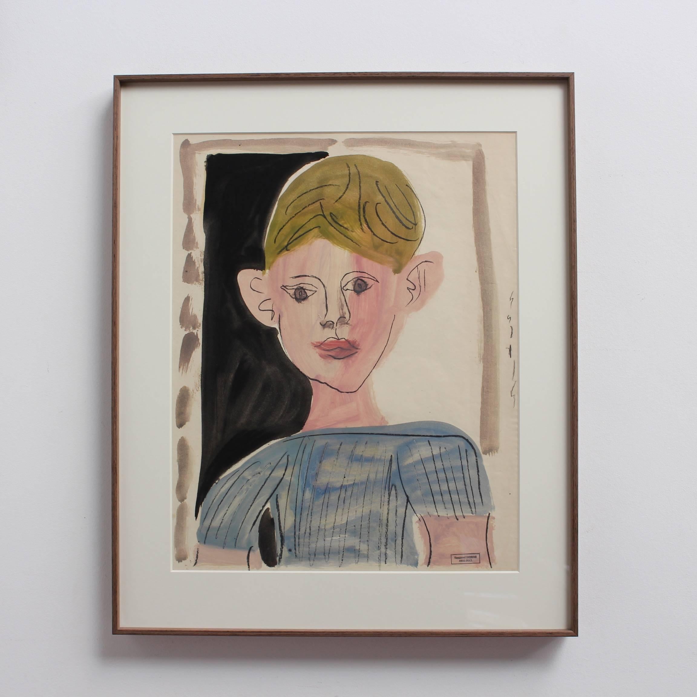 Portrait of a Young Boy - Painting by Raymond Debieve
