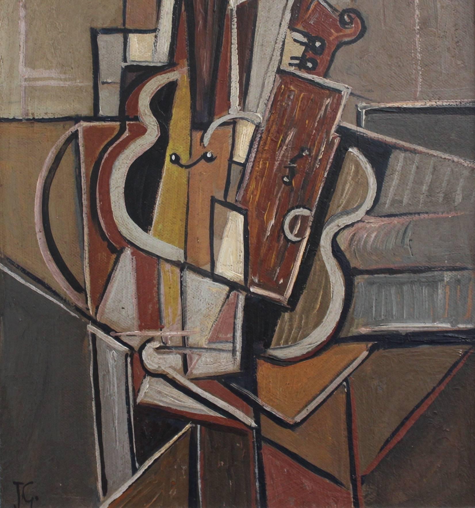Musical Strings - Cubist Painting by Unknown