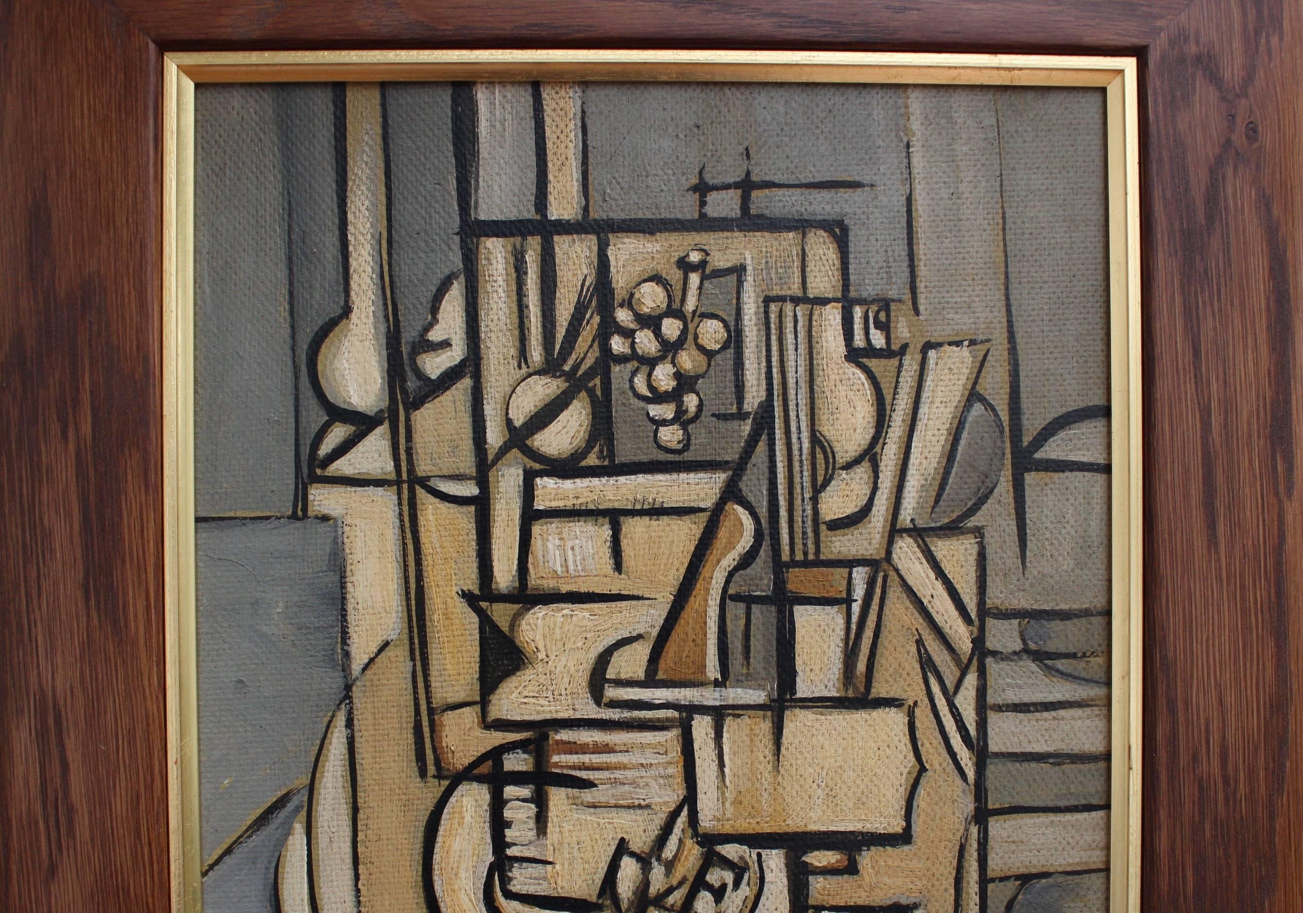 Interior Still Life - Gray Abstract Painting by Unknown