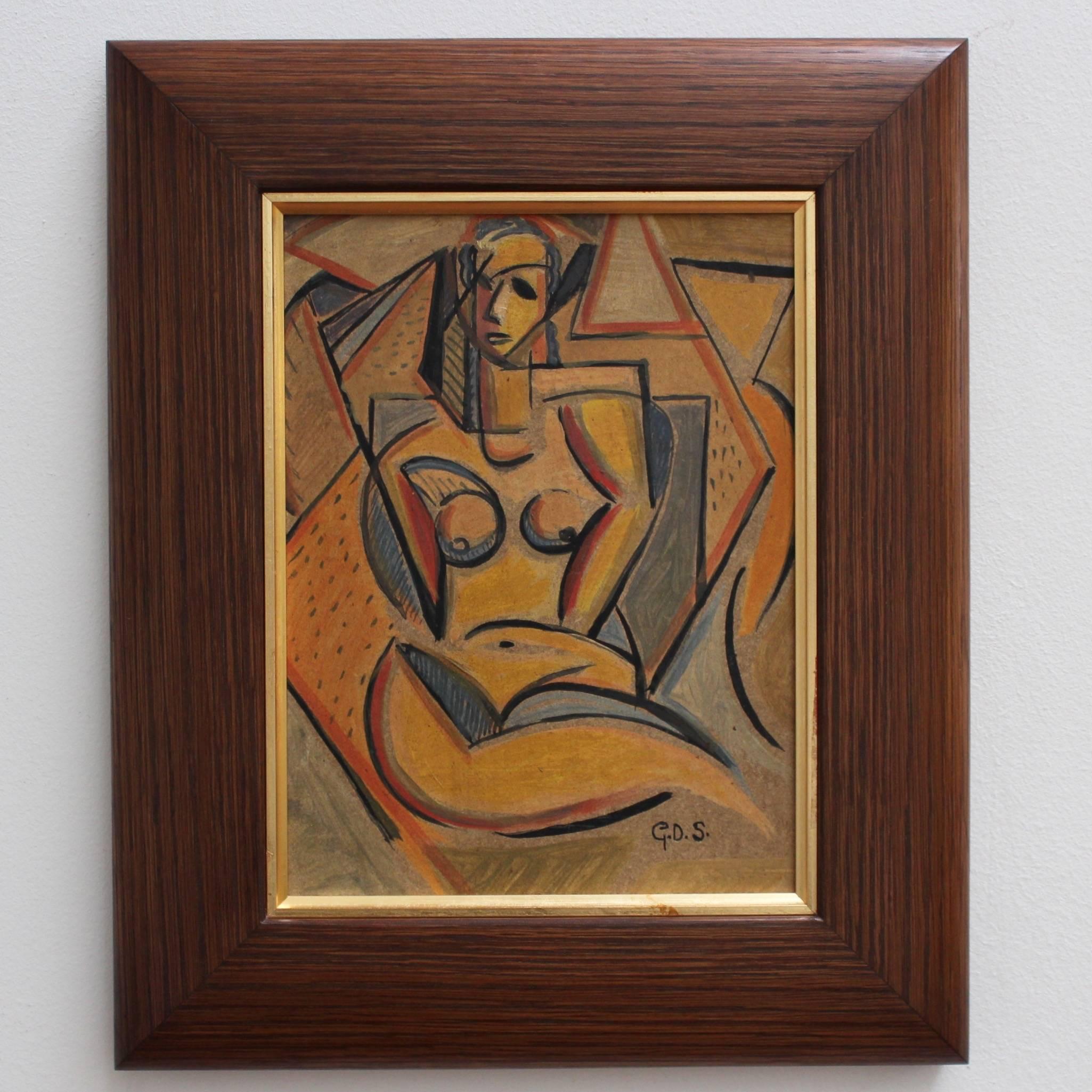 Portrait of a Sunbathing Nude - Painting by Unknown