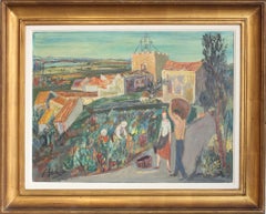 „Le Petit Village“, Weinlese, Öl auf Leinwand von Paul Braig (um die 1950er Jahre)